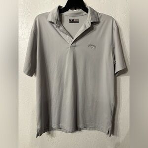 Callaway Golf Polo Shirt Men’s Large Gray White Performance Stripe Short Sleeve